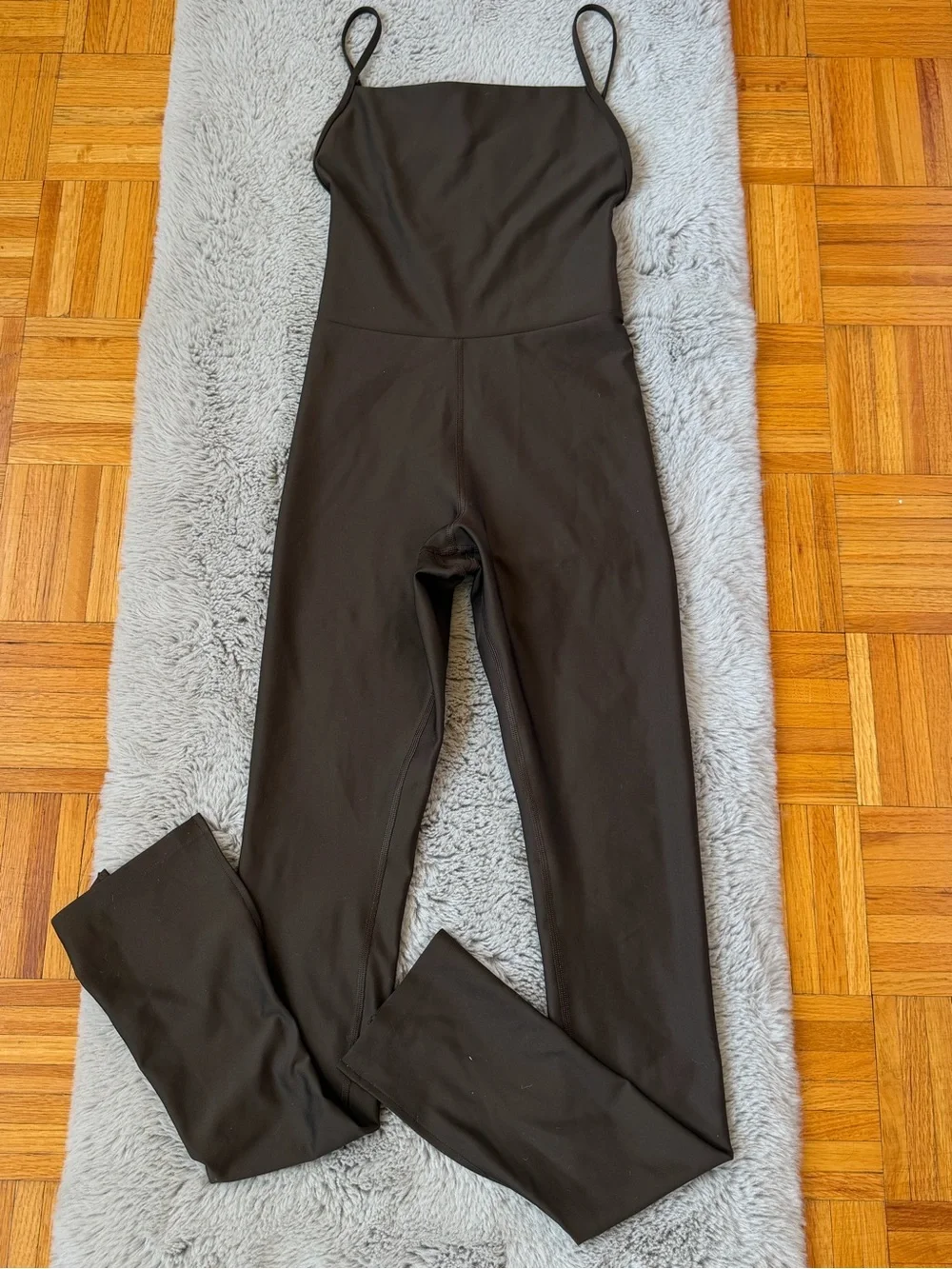 ALO Yoga Women's Small Brown Airlift Jumpsuit Unitard Bodysuit Open Back Flare